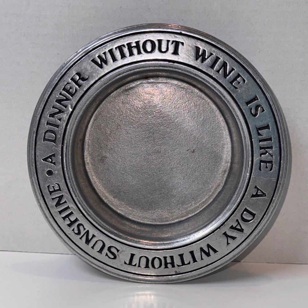 Wilton Armetale Wine Coaster Unisex OS Silver Pewter Quote Dinner Without Wine‎